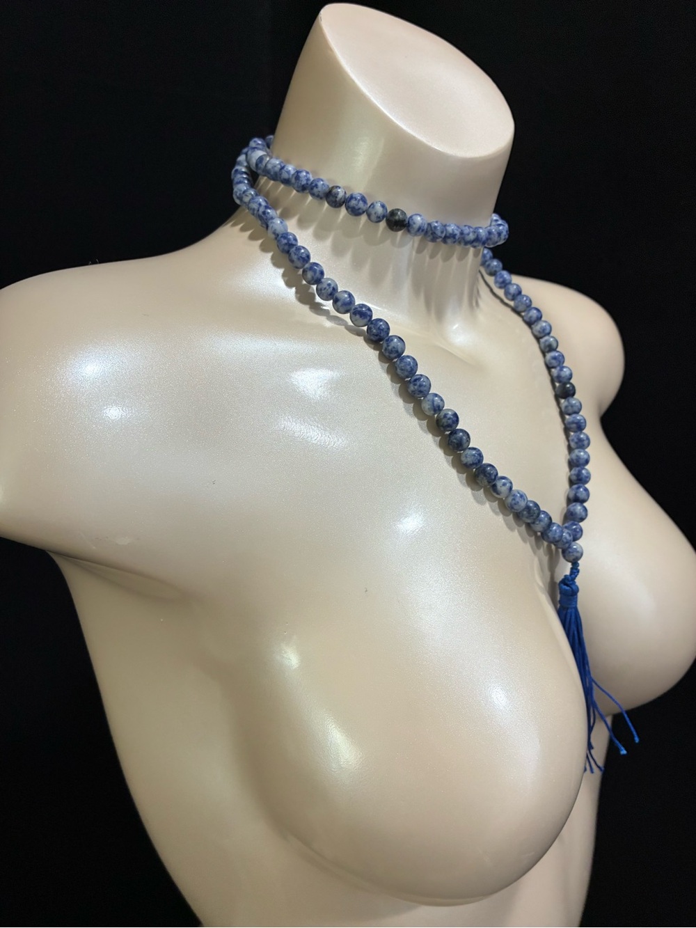 Stunning BL & WH Natural Stone Beaded Tassel Necklace Casual Everyday Elegant - Picture 4 of 13